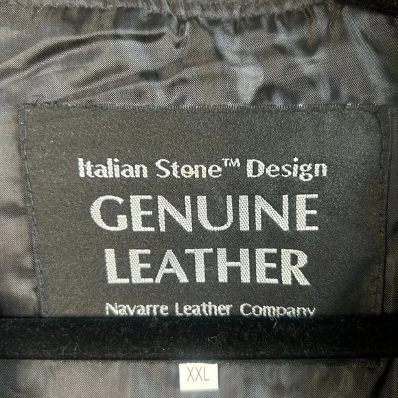 Navarre Leather Company Italian Stone Design Black Snap Front Vest Size XXL - Picture 4 of 9